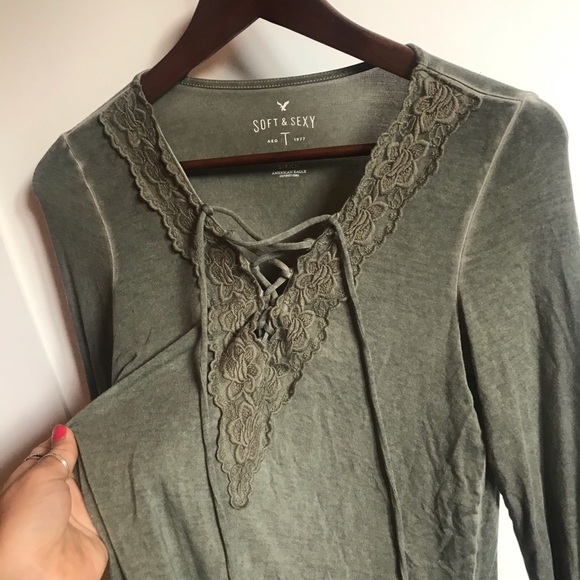 American Eagle Green Long Sleeve Top - Picture 3 of 5